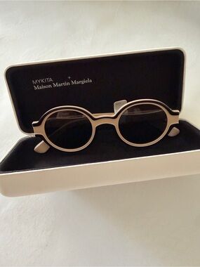 MYKITA Round Beige and Black Frame Sunglasses